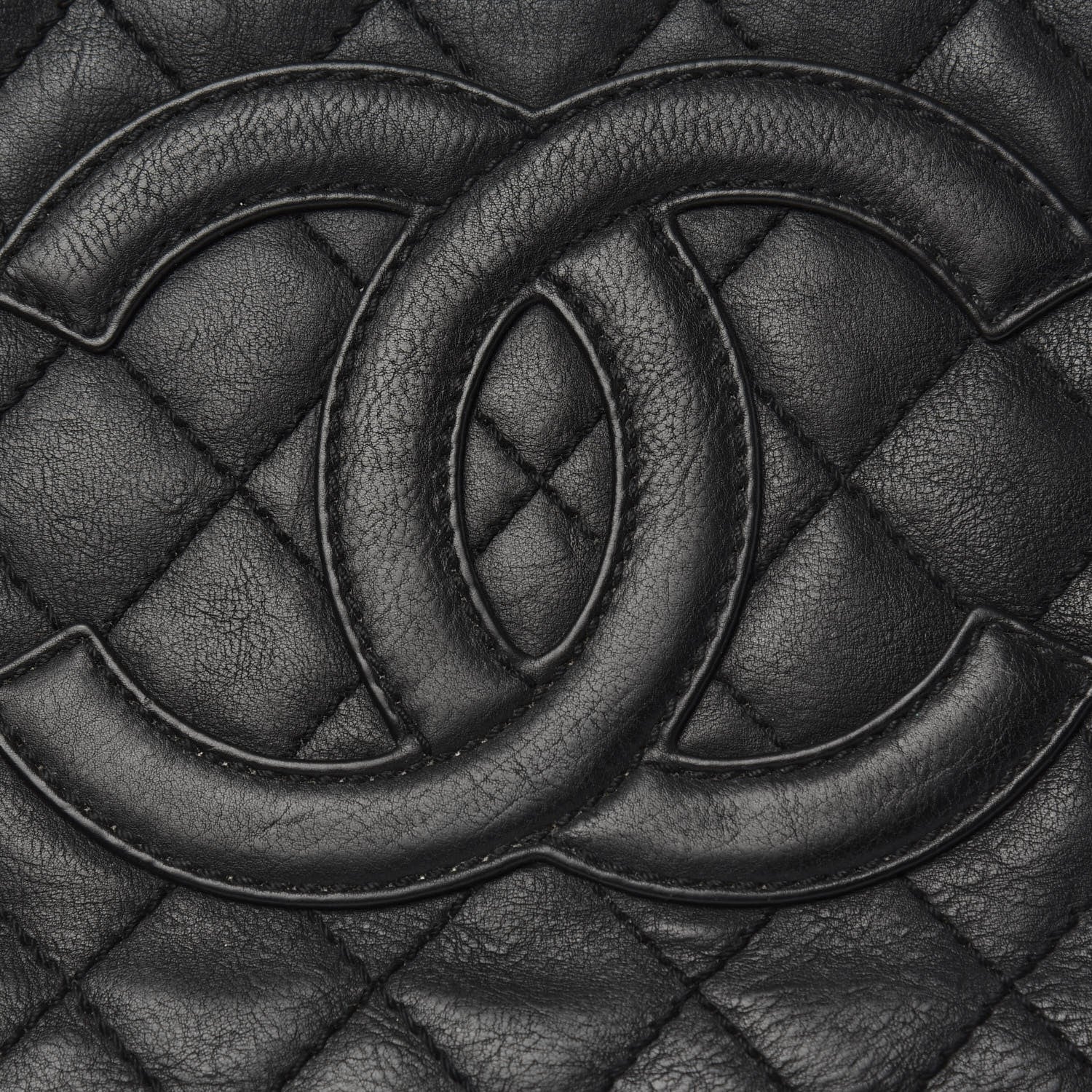 Chanel Calfskin Quilted Grand Shopping Tote GST Black 12 of 13
