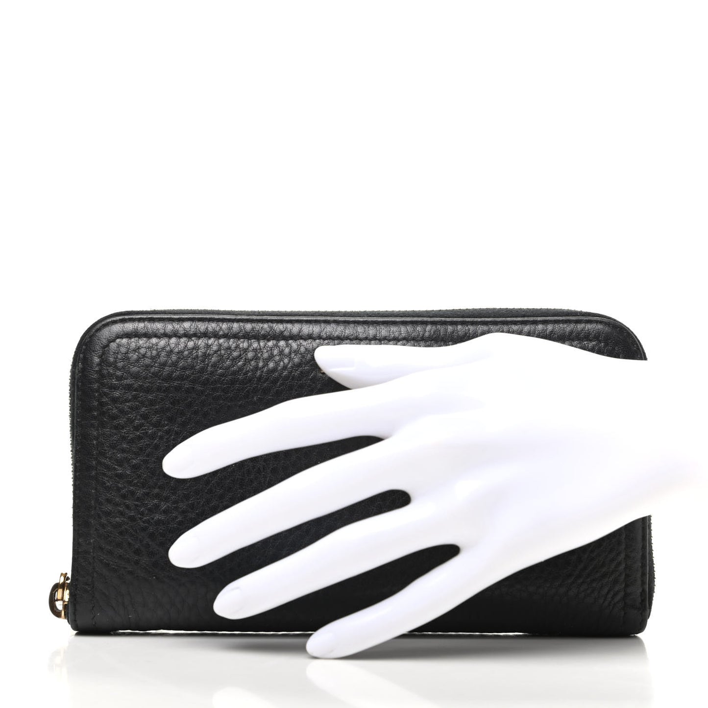 Vitello Daino Zip Around Wallet Black