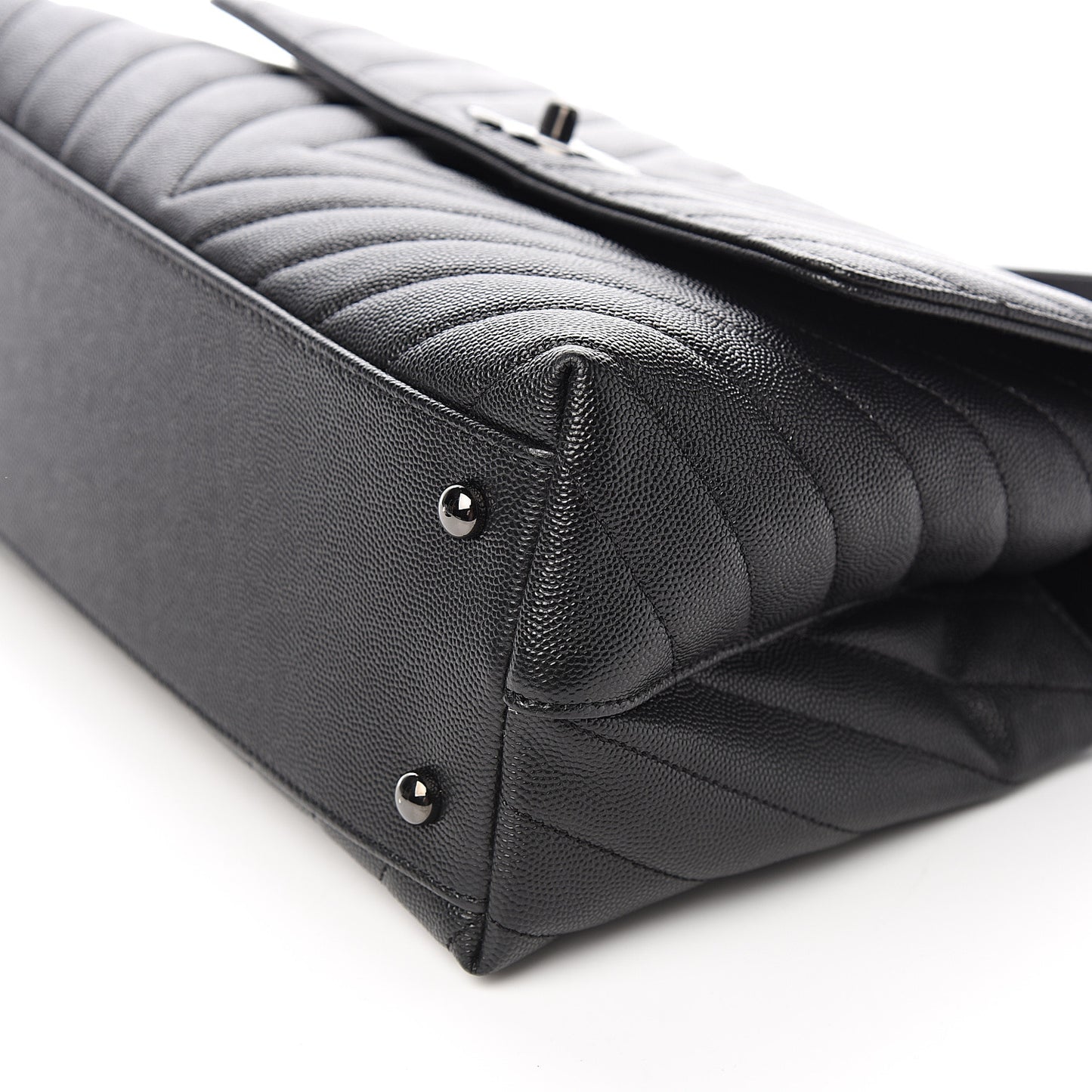 Caviar Chevron Quilted Small Coco Handle Flap So Black
