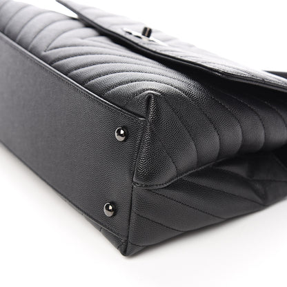 Chanel Caviar Chevron Quilted Small Coco Handle Flap So Black 8 of 9