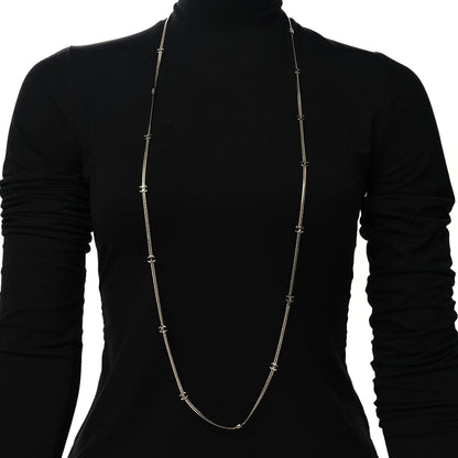 Chanel Metal CC Long Chain Necklace Silver 2 of 4