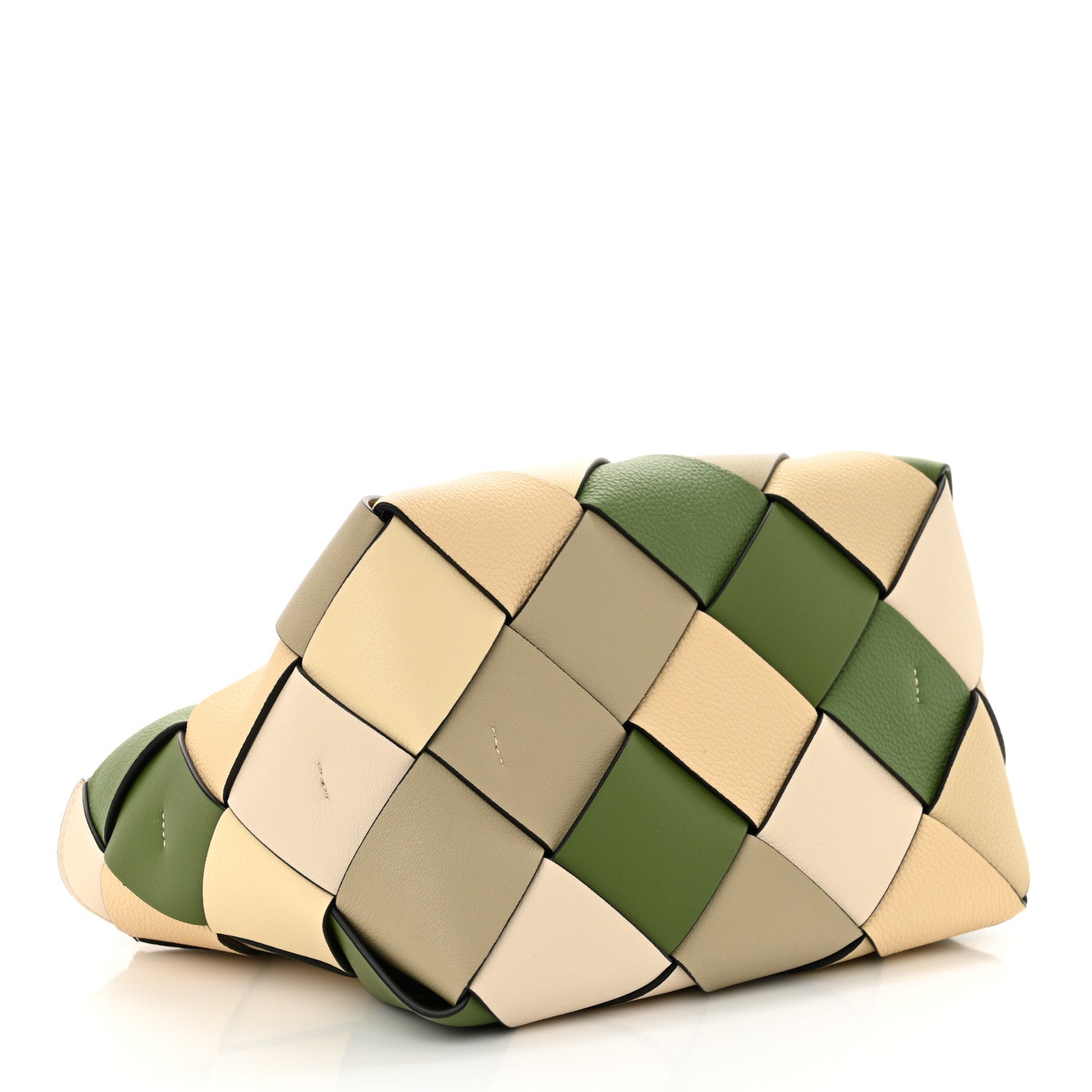 Loewe Calfskin Woven Small The Surplus Collection Basket Bag Avocado Ivory 4 of 10