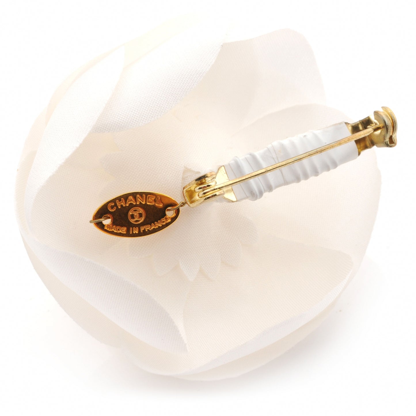 Satin Small Camellia Pin Brooch White