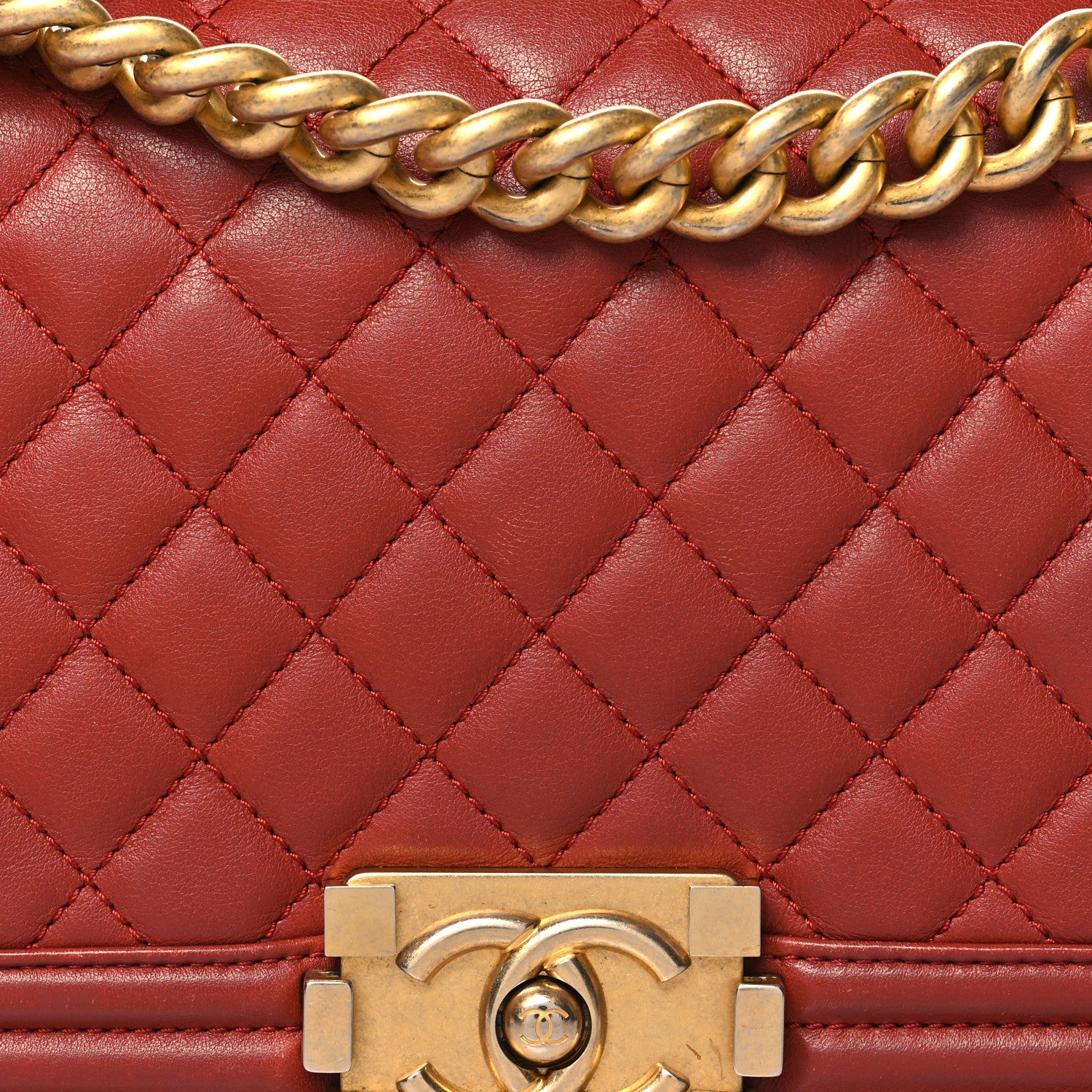 Chanel Calfskin Quilted Medium Boy Flap Dark Red 8 of 10