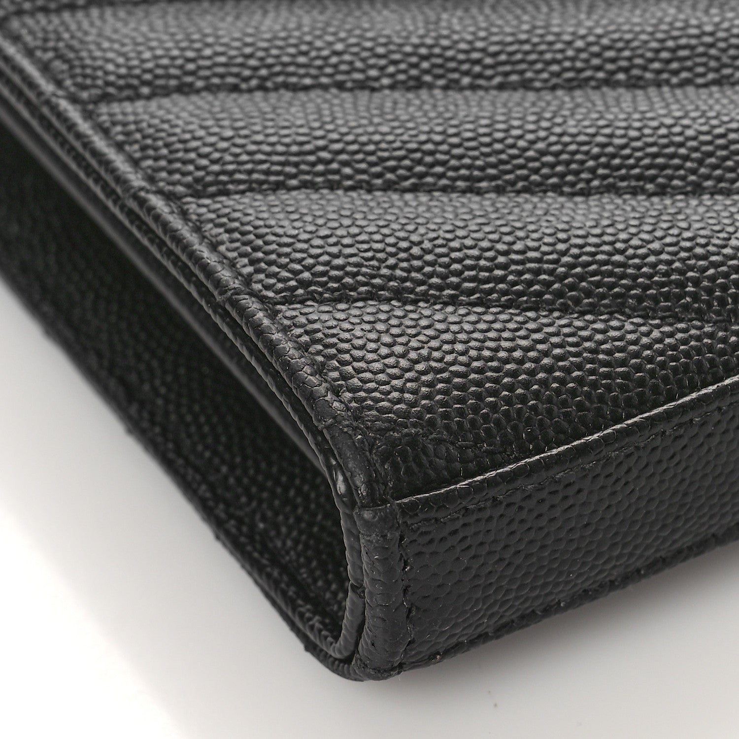 Saint Laurent Grain De Poudre Matelasse Chevron Monogram Monochrome Chain Wallet Black 7 of 10