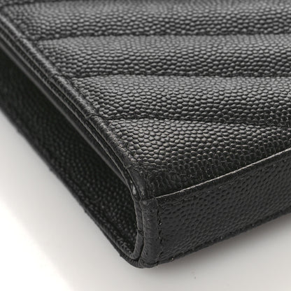 Saint Laurent Grain De Poudre Matelasse Chevron Monogram Monochrome Chain Wallet Black 7 of 10