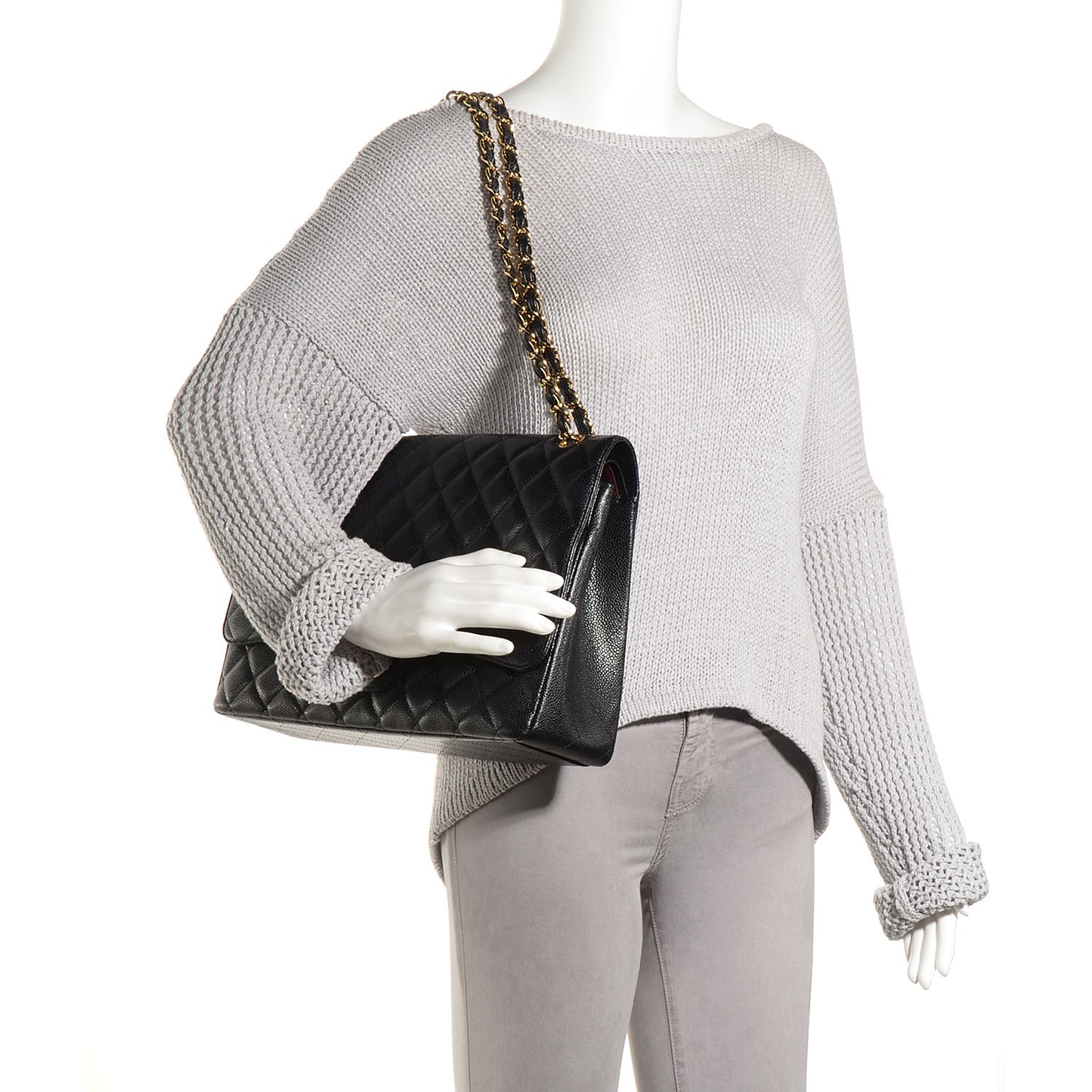 Caviar Quilted Maxi Double Flap Black