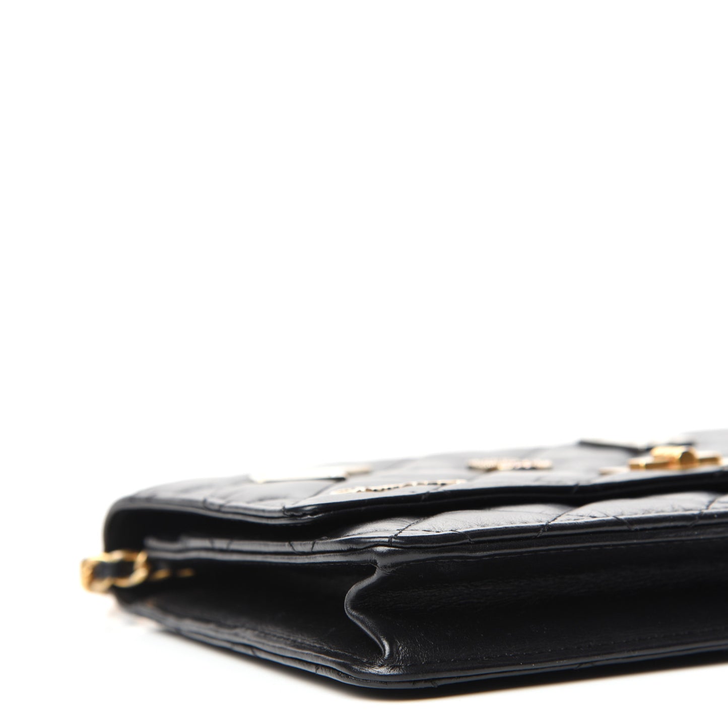 Aged Calfskin Lucky Charms Casino 2.55 Reissue Wallet on Chain WOC Black