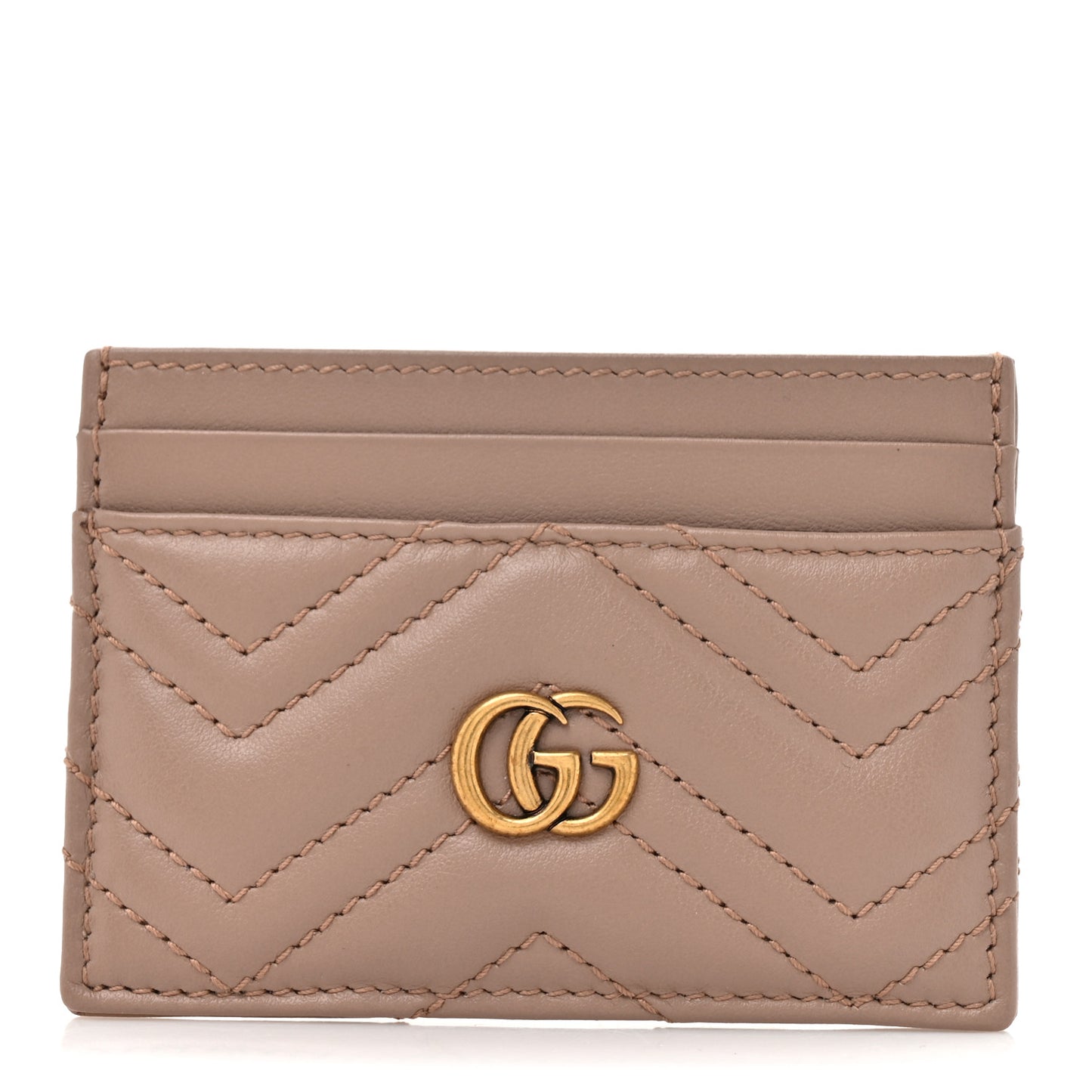 Calfskin Matelasse GG Marmont Card Holder Porcelain Rose
