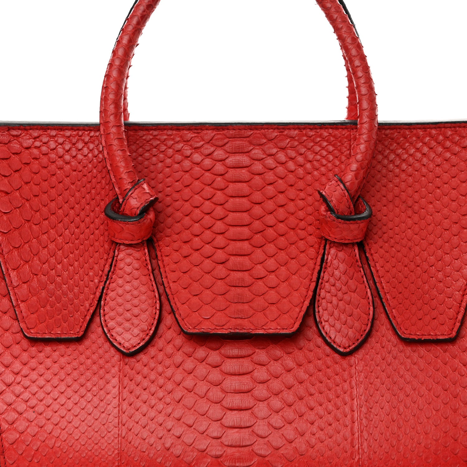 Celine Snakeskin Small Tie Knot Tote Red 7 of 17