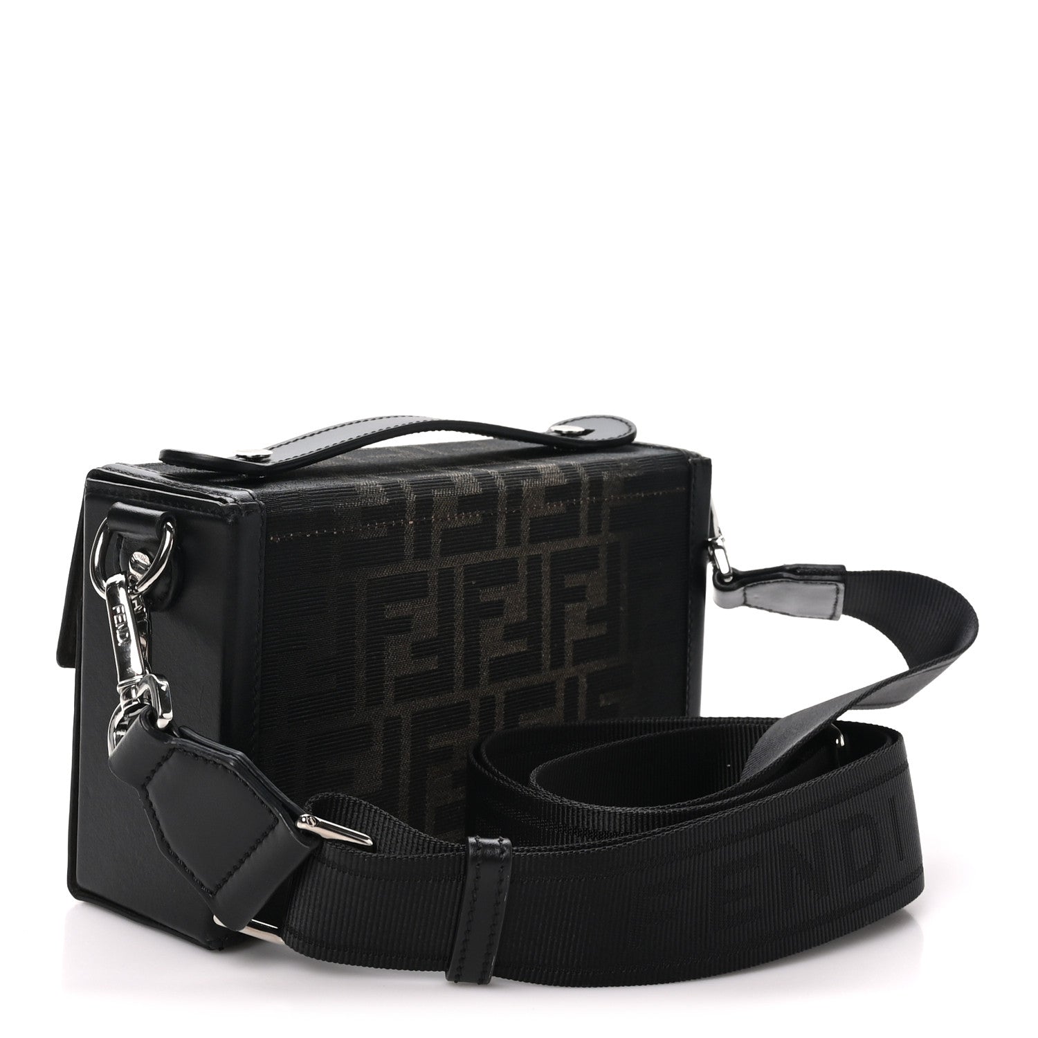 Fendi Recycled Fabric Jacquard Vitello King FF 1974 Baguette Soft Trunk Phone Pouch Brown 3 of 9