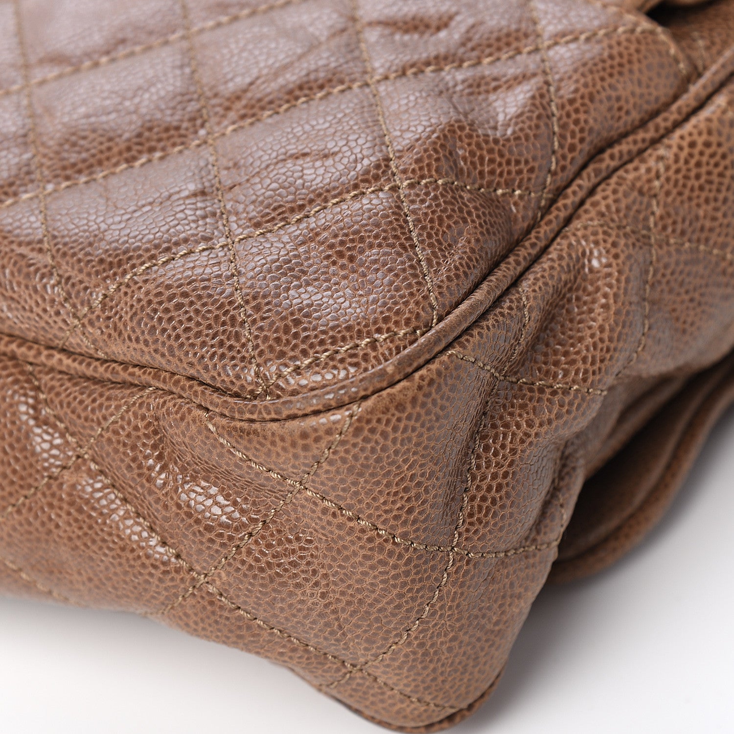 Chanel Crumpled Caviar Quilted Large Shiva Flap Beige 10 of 11