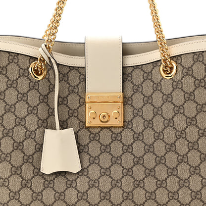 Gucci GG Supreme Monogram Medium Padlock Tote White 8 of 10
