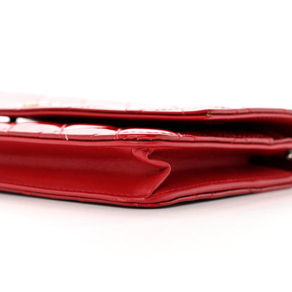 Chanel Patent Quilted Brilliant Wallet On Chain WOC Red 11 of 14