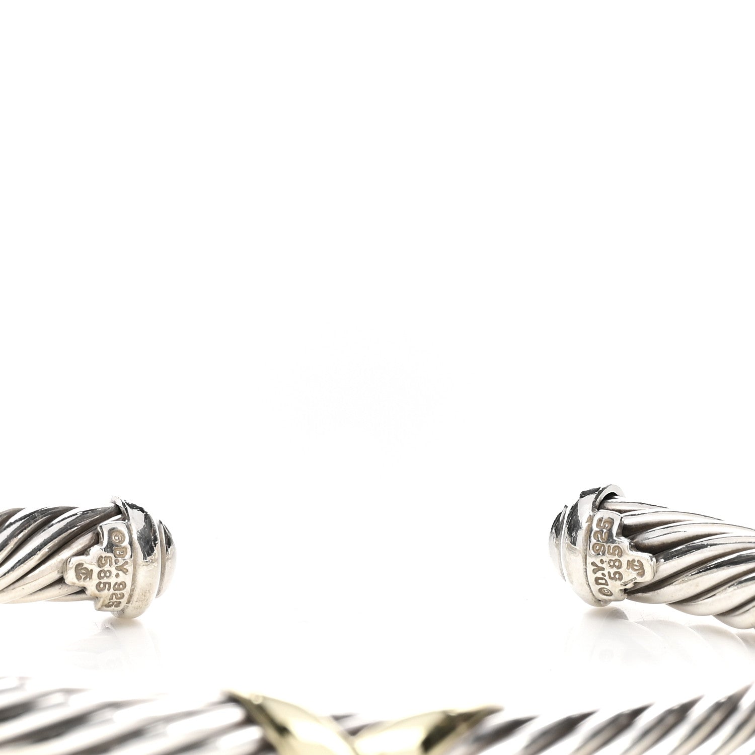 David Yurman Sterling Silver 14K Yellow Gold 7mm X Station Cable Bracelet 3 of 3