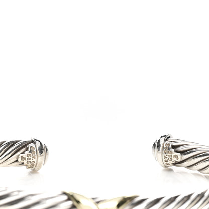 David Yurman Sterling Silver 14K Yellow Gold 7mm X Station Cable Bracelet 3 of 3