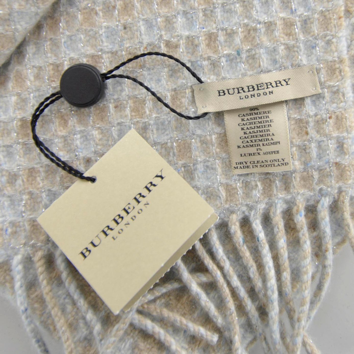 Cashmere Lurex Check Scarf Blue