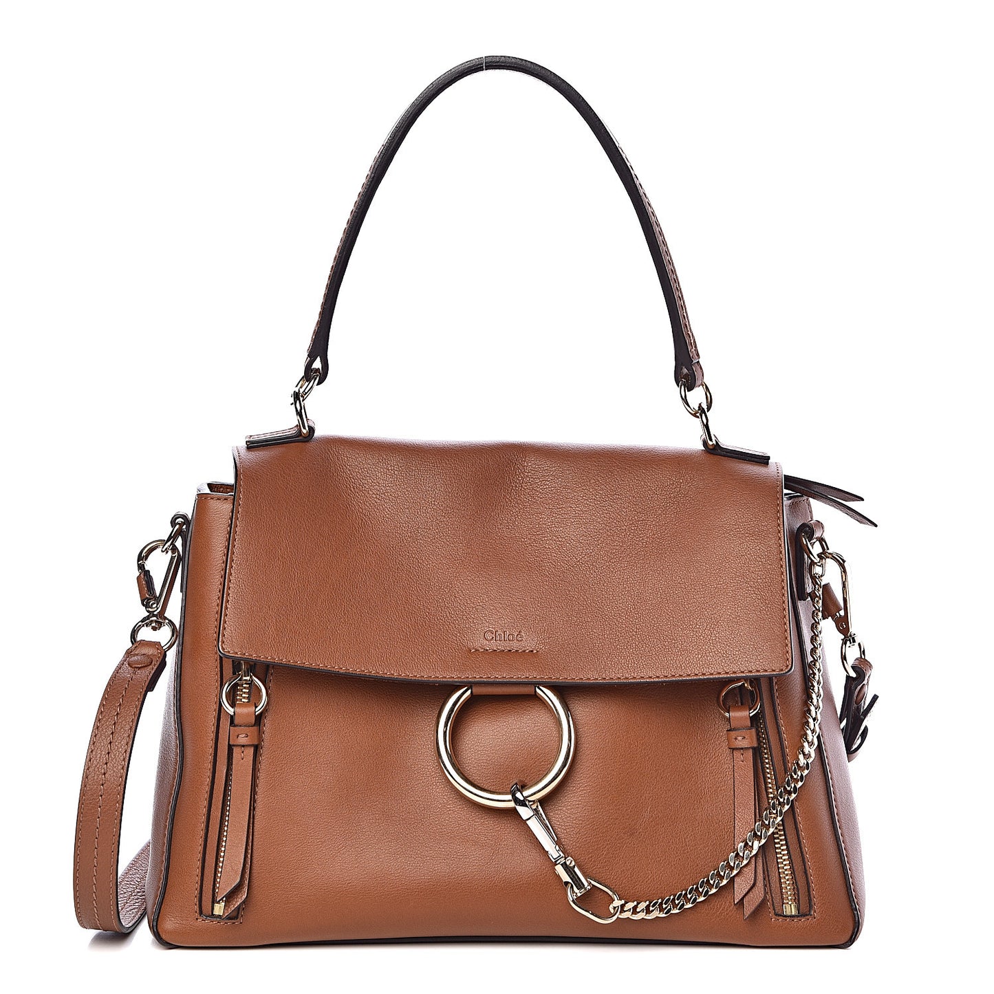 Calfskin Medium Faye Day Shoulder Bag Tan