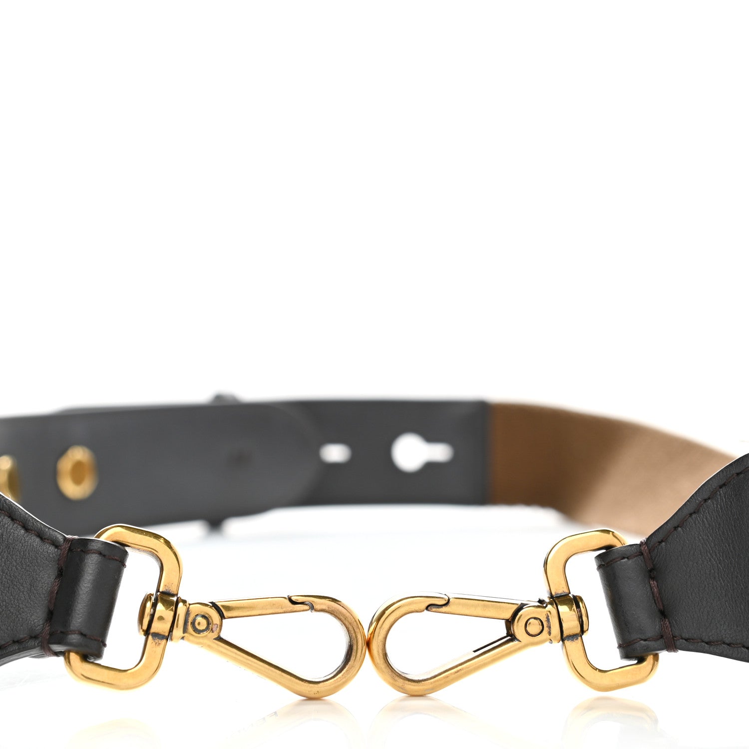 Fendi Ribbon Vitello Century FF 1974 Flat Studded Strap You Fango Marrone Ebano 3 of 5