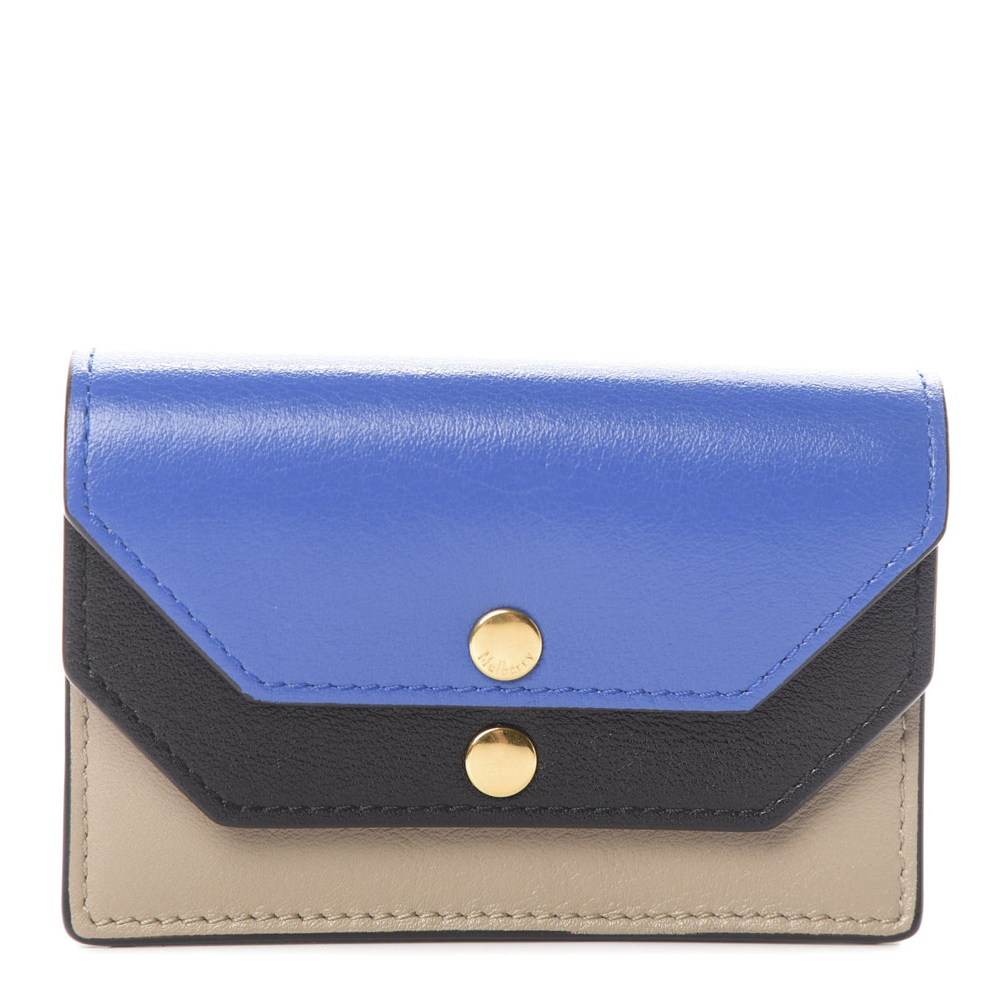 Smooth Calfskin Multiflap Card Case Wallet Dune Porcelain Blue Black