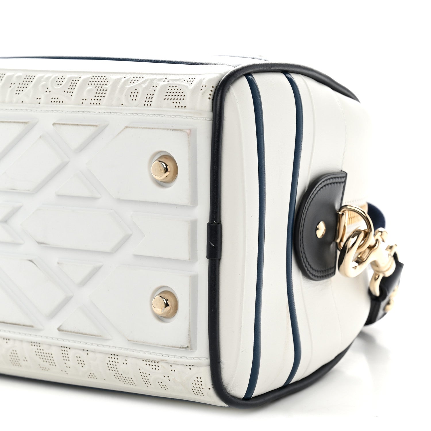 Christian Dior Perforated Calfskin Medium Dior Vibe Classic Bowling Bag White 10 of 13