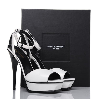 Saint Laurent Calfskin Tribute 105 Open Toe Platform Sandals 41 White 14 of 14