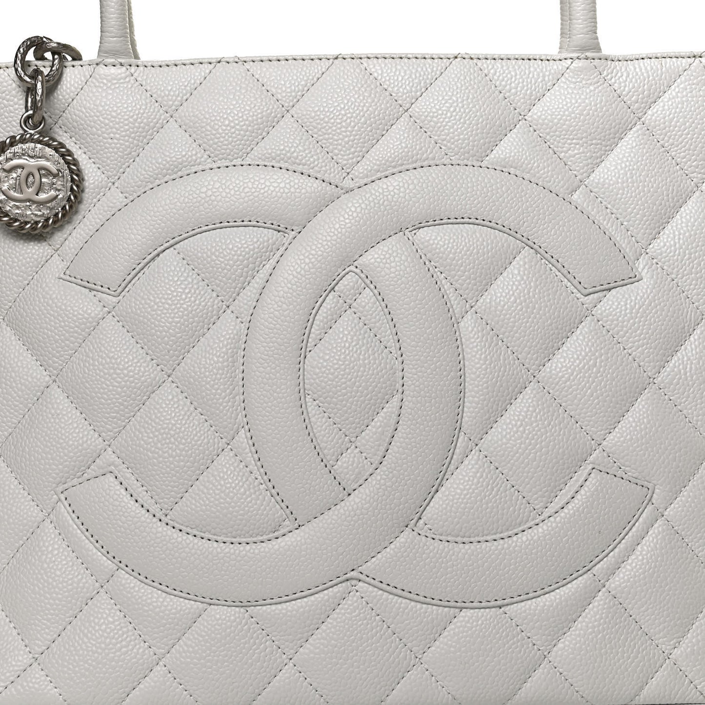 Caviar Quilted Medallion Tote White
