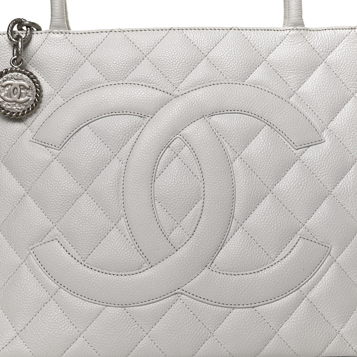 Chanel Caviar Quilted Medallion Tote White 8 of 10