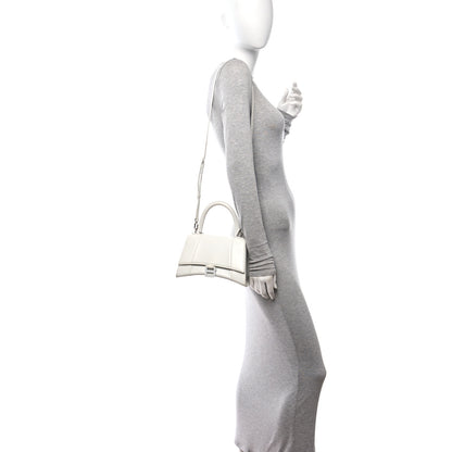 Balenciaga Shiny Box Calfskin Tonal B Small Hourglass Top Handle Bag White 2 of 11