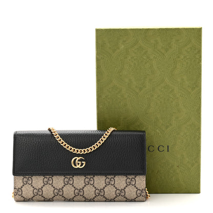 Gucci Dollar Calfskin GG Supreme Monogram Petite GG Marmont Wallet Chain Bag Black Beige Ebony 21 of 21