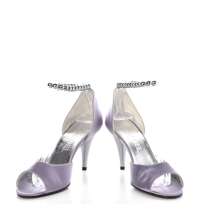Chanel Satin Pearl Ankle Strap Pumps 37 Purple 5 of 10