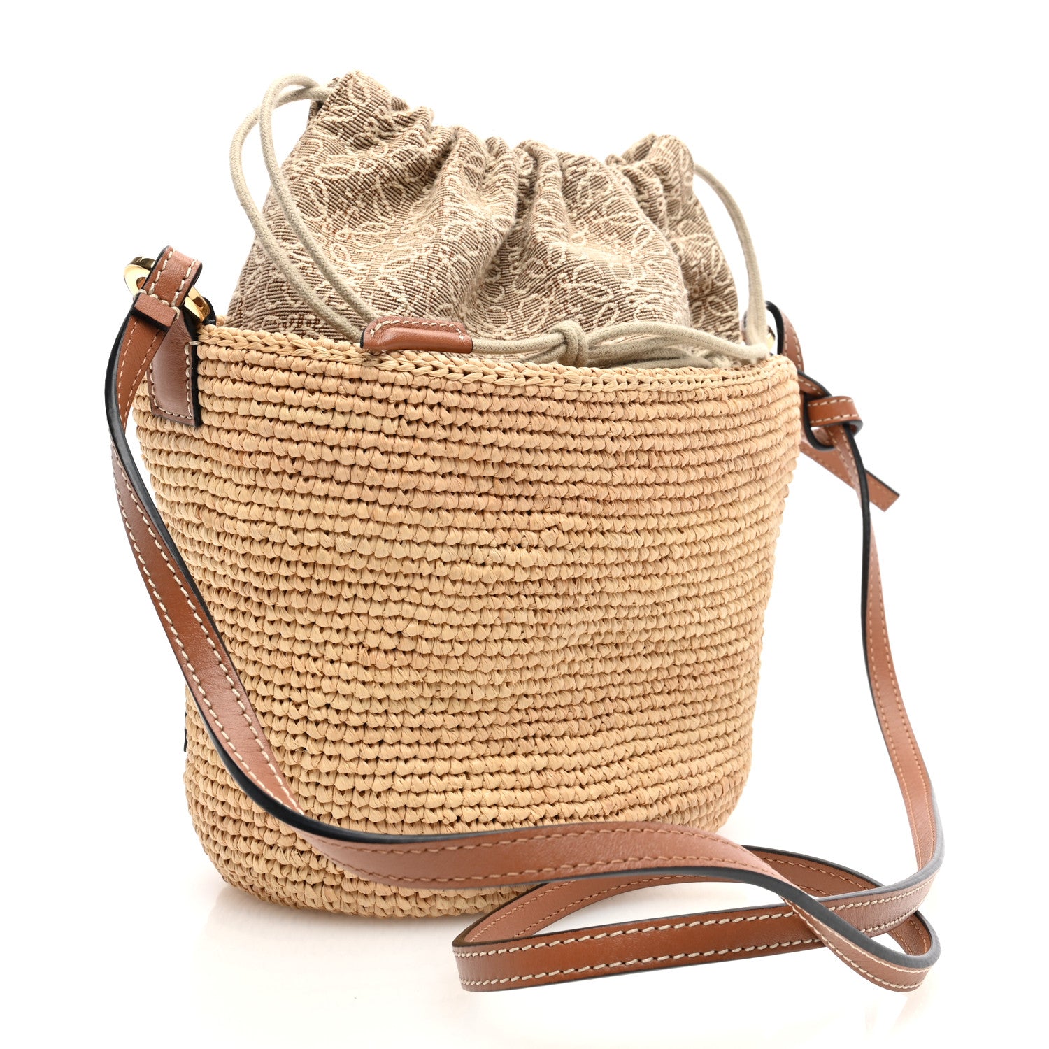 Loewe Calfskin Raffia Anagram Paulas Ibiza Pochette Bag Natural Tan 3 of 10