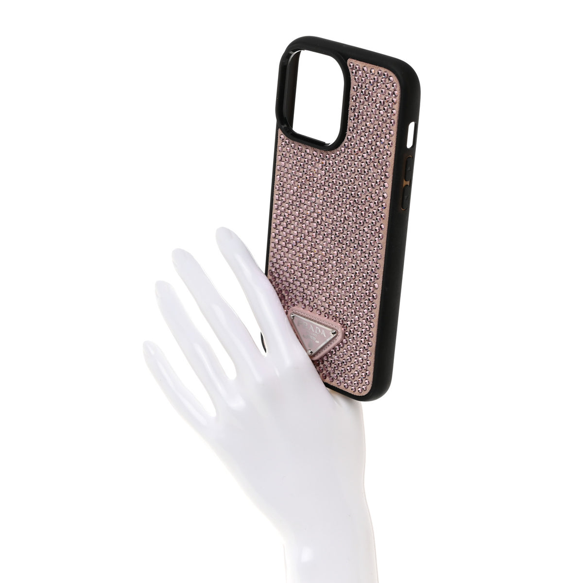 Prada Satin Crystal iPhone 14 Pro Max Case Alabastro 1426591 