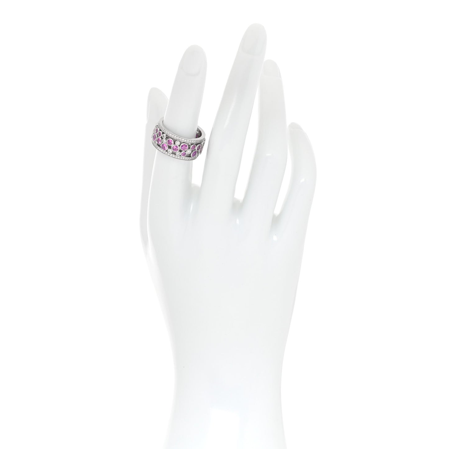 Platinum Diamond Pink Sapphire Cobblestone Band Ring 53 6.25