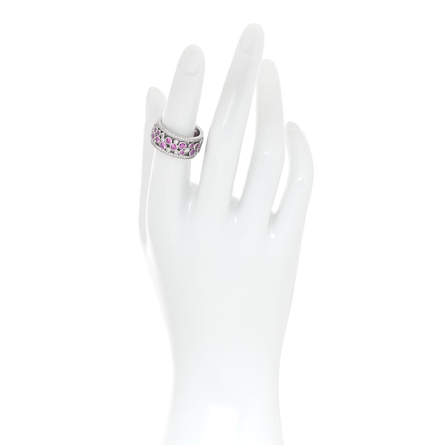 Tiffany Platinum Diamond Pink Sapphire Cobblestone Band Ring 53 6.25 1 of 4