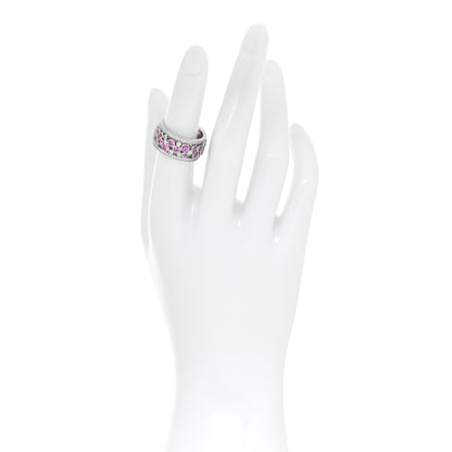 Tiffany Platinum Diamond Pink Sapphire Cobblestone Band Ring 53 6.25 1 of 4