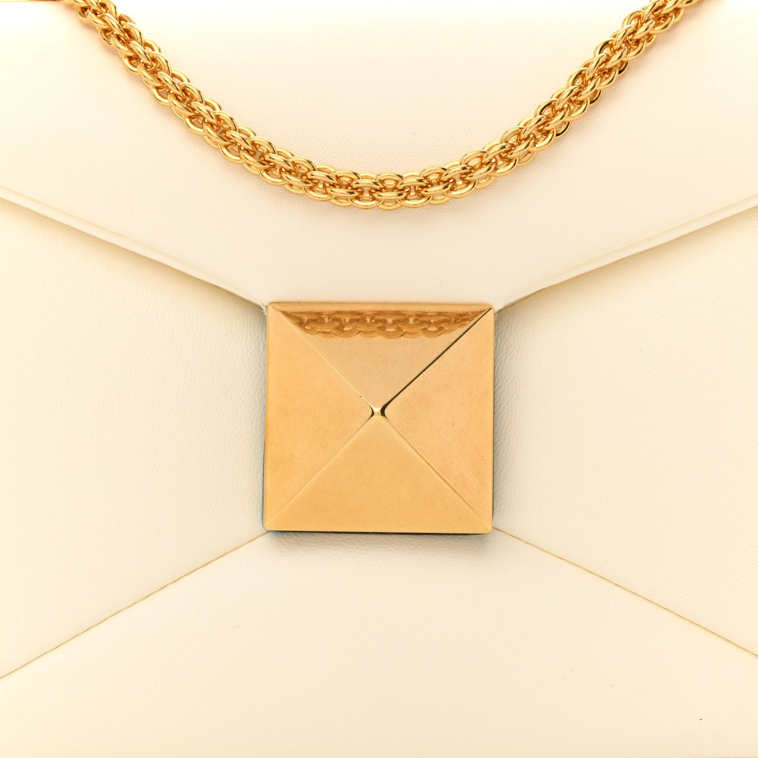 Valentino Garavani Nappa One Stud Chain Clutch Ivory 8 of 10