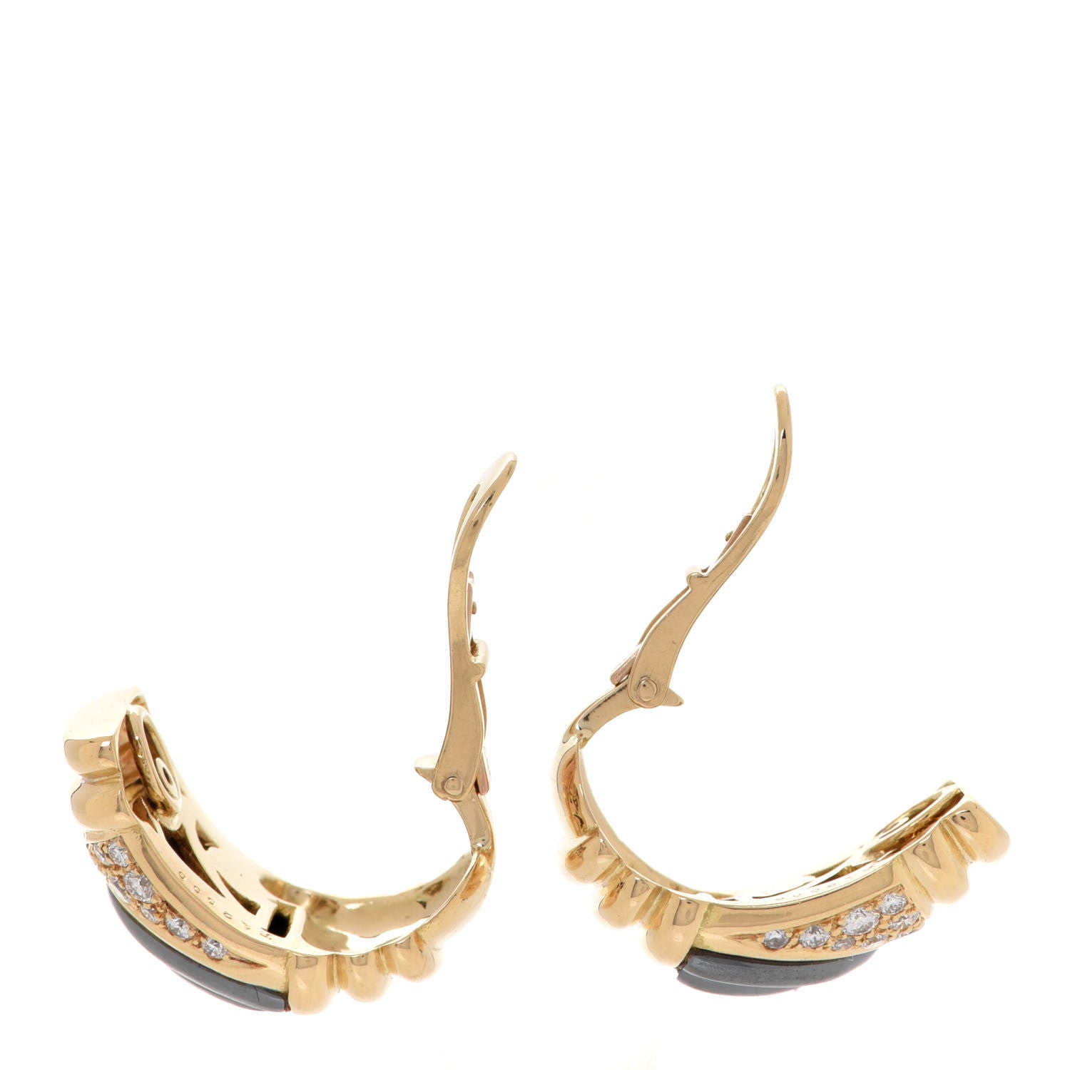 Bulgari 18K Yellow Gold Diamond Hematite Clip-On Earrings 3 of 5