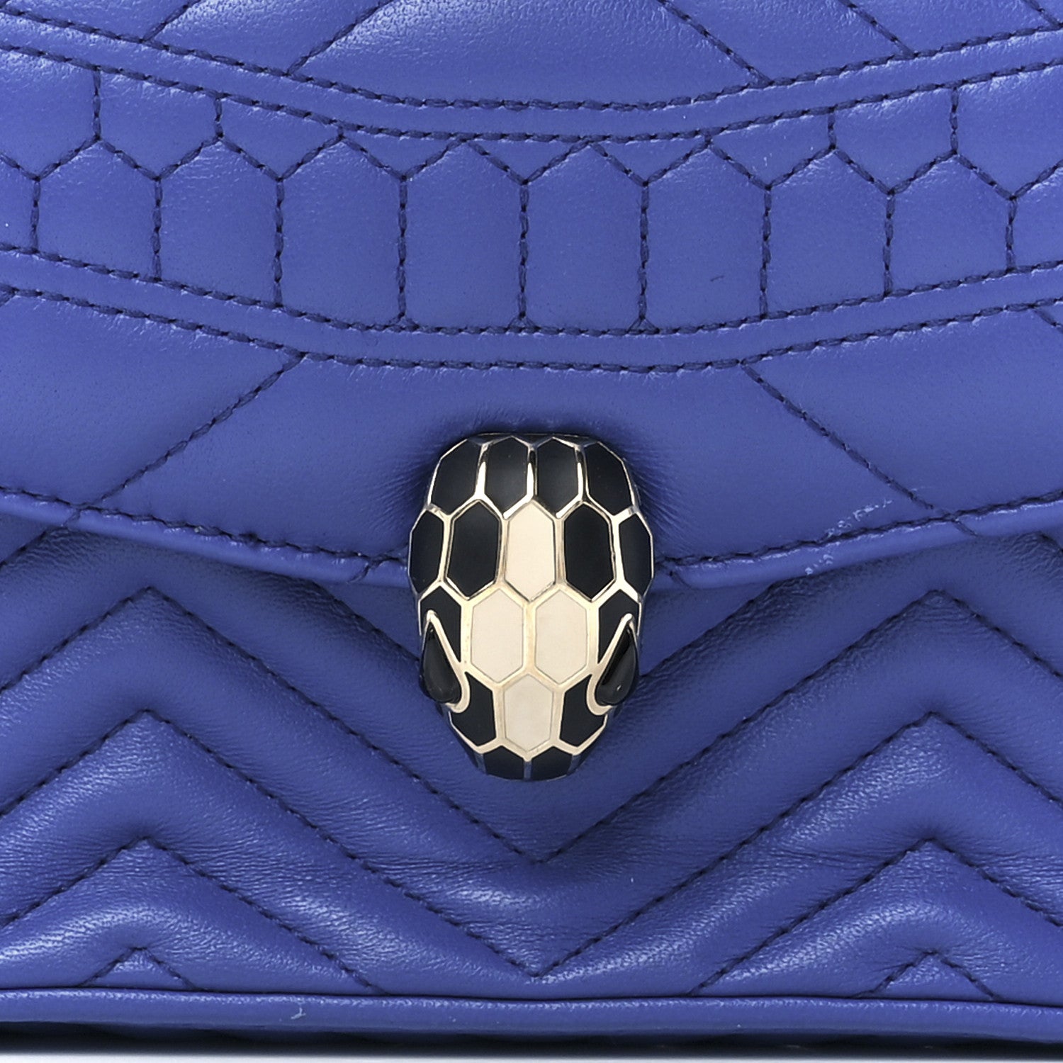Bulgari Calfskin Quilted Serpenti Forever Belt Bag Blue 10 of 15