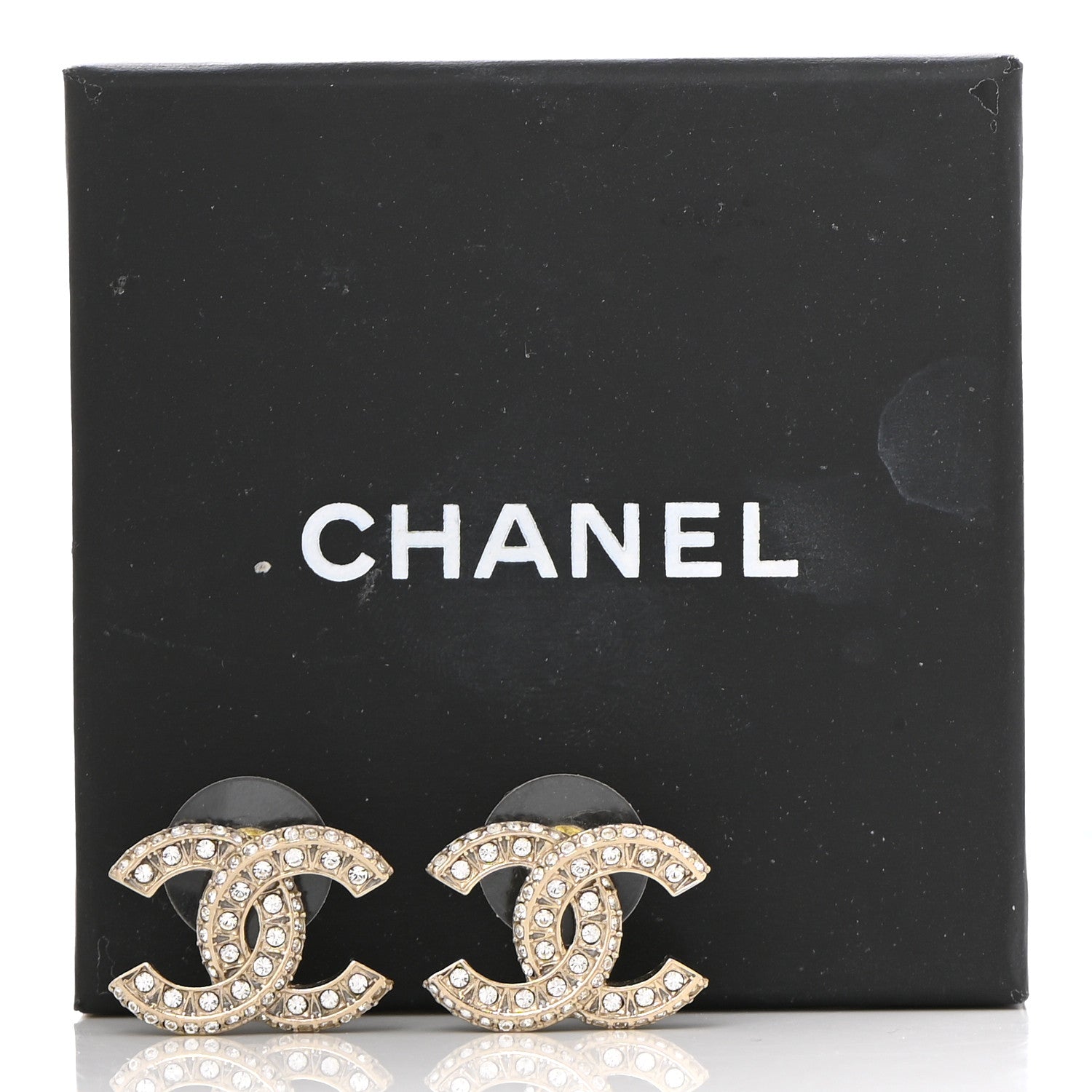 Chanel Crystal Timeless CC Earrings Light Gold 5 of 5