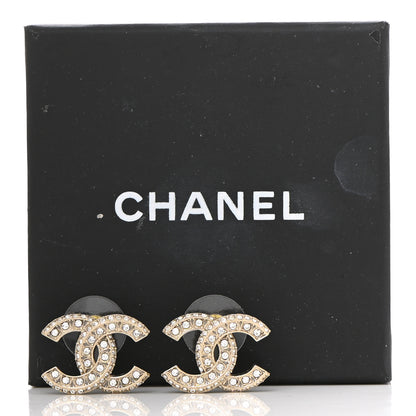 Chanel Crystal Timeless CC Earrings Light Gold 5 of 5