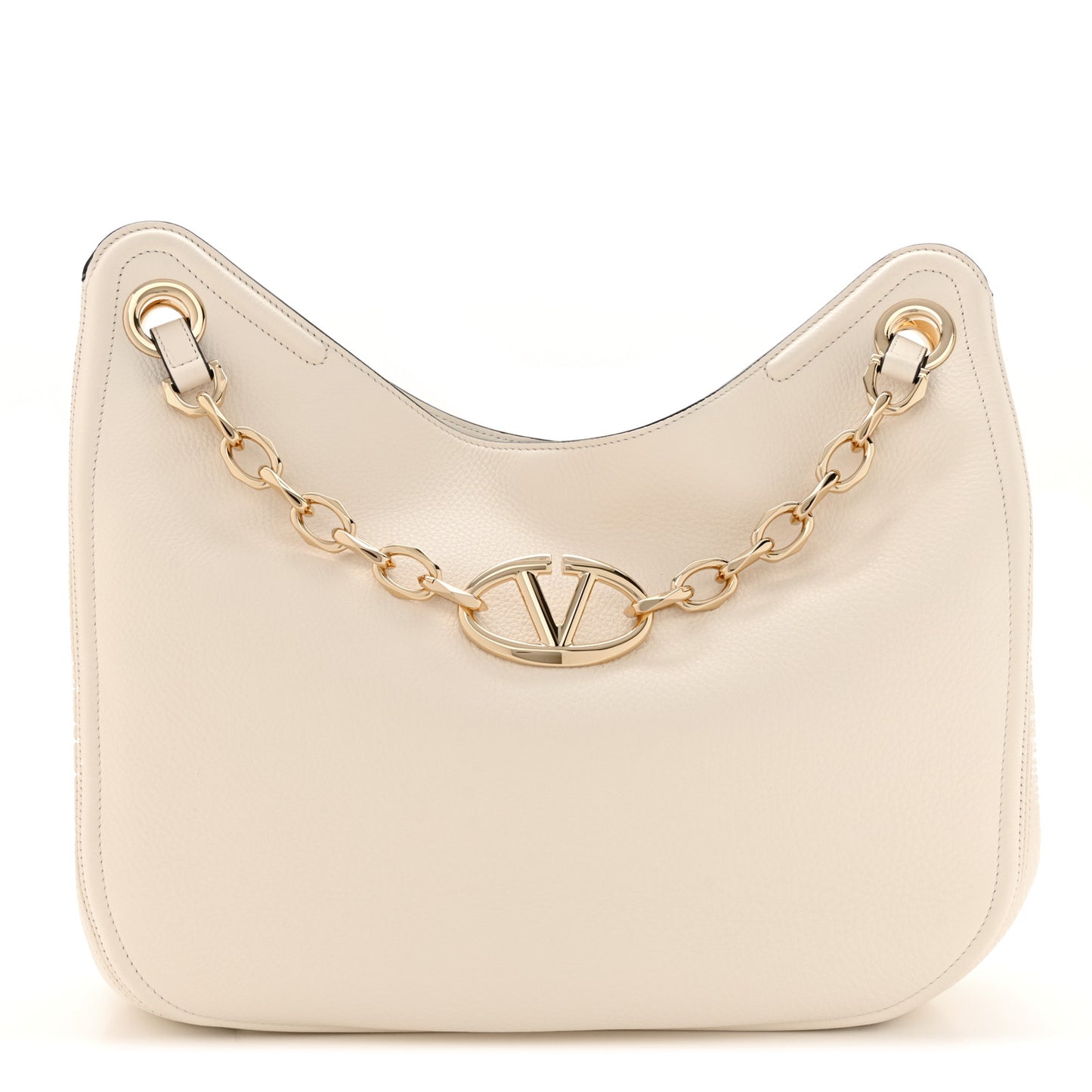 Nappa Maxi Vlogo Gate Hobo Bag Ivory