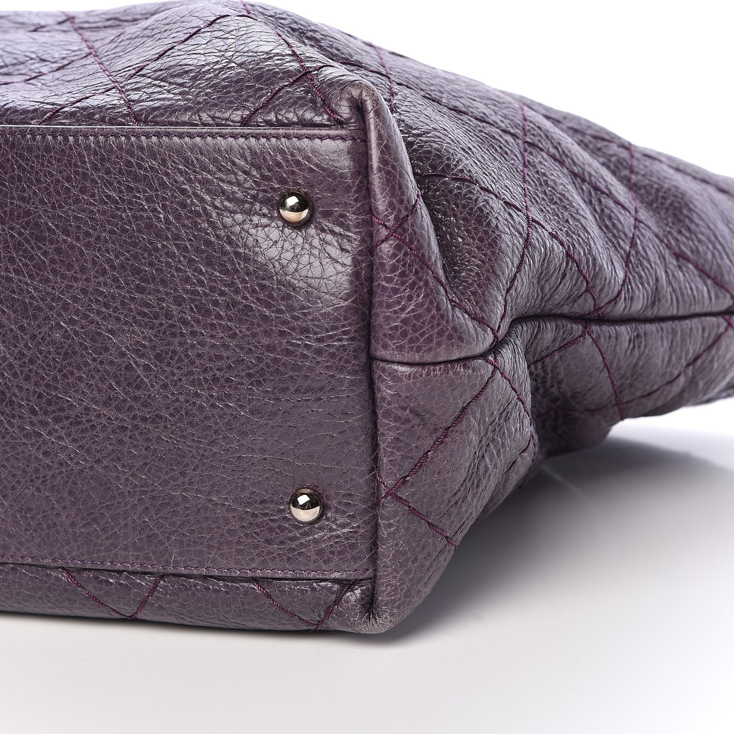 Glazed Calfskin Large On The Road Tote Purple