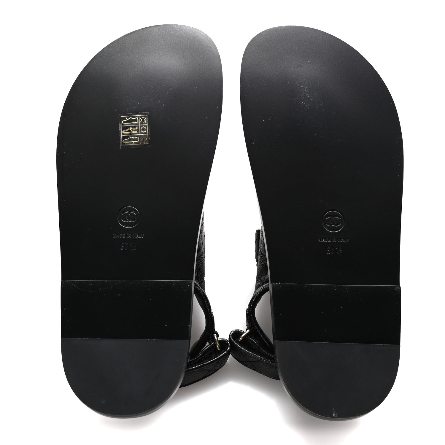 Chanel Grained Calfskin Velcro Dad Sandals 37.5 Black 6 of 10