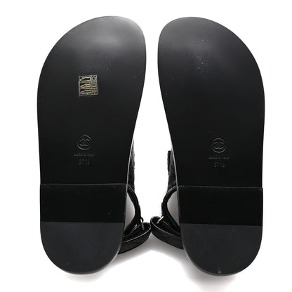 Chanel Grained Calfskin Velcro Dad Sandals 37.5 Black 6 of 10