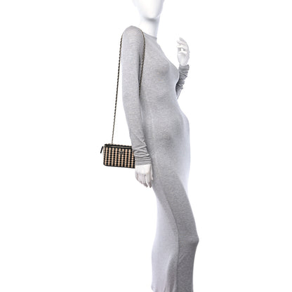 Chanel Raffia Jute Striped Small Vanity Case With Chain Black Beige 2 of 10