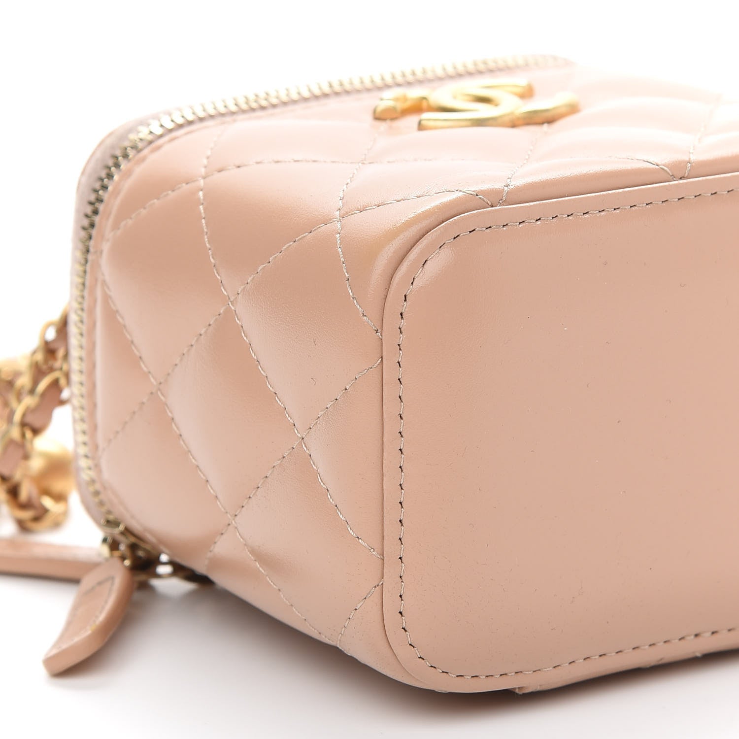 Chanel Calfskin Quilted Mini Perfect Fit Vanity Case With Chain Beige 8 of 9