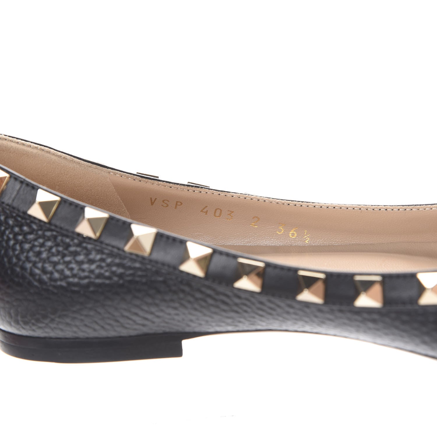 Valentino Garavani Pebbled Calfskin Rockstud Ballerina Flats 36.5 Black 8 of 12