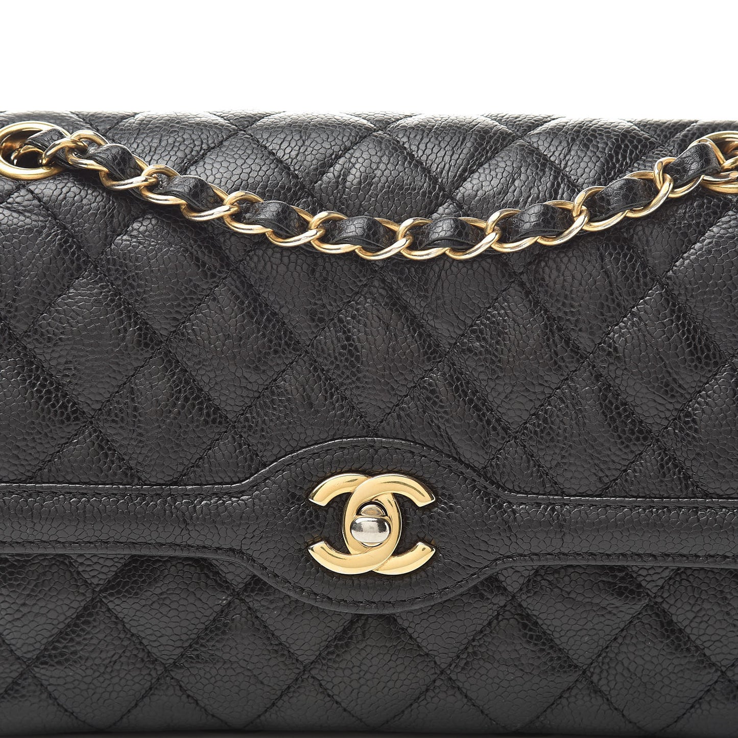 Crumpled Grained Calfskin Small Flap Black