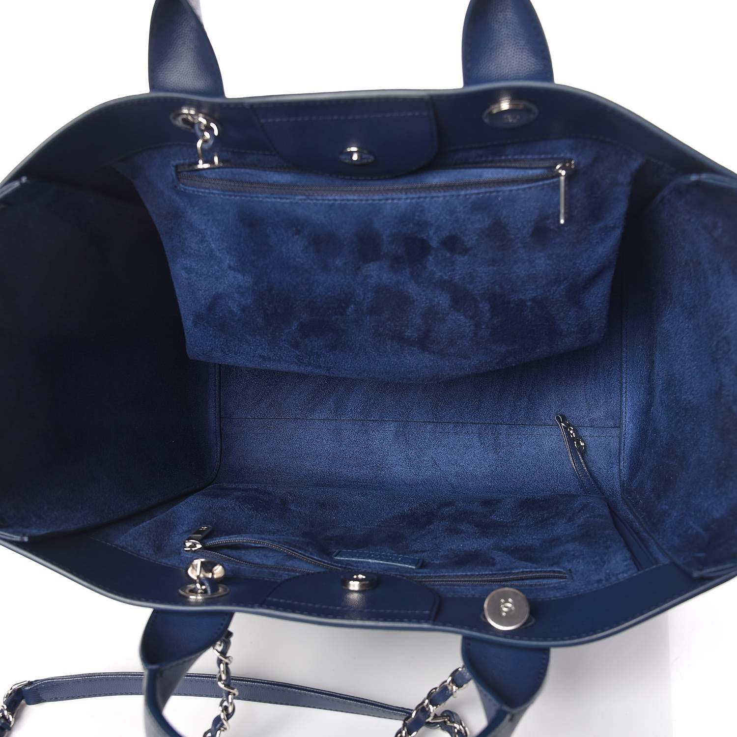 Chanel Caviar Large Studded Deauville Tote Navy 5 of 11